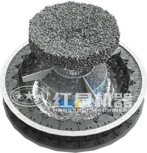 HVI破碎制砂機(jī)工作原理示意圖 HVI破碎制砂機(jī)工作原理示意圖